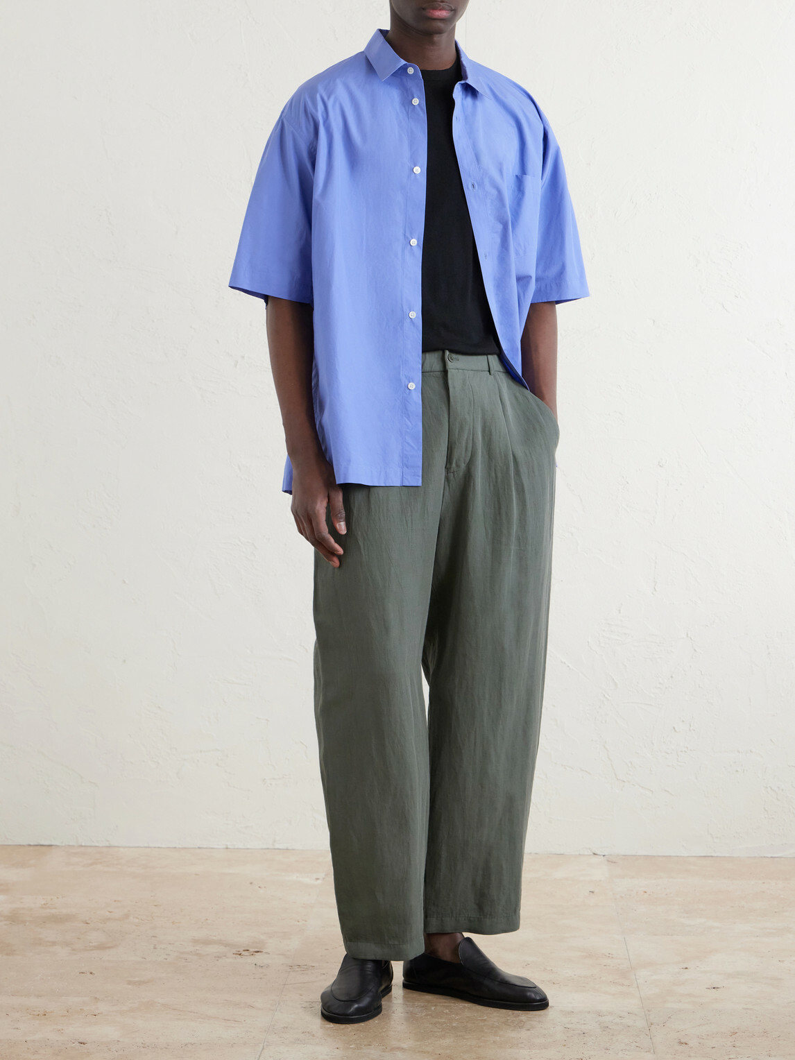 ATON - Cotton-Poplin Shirt - Blue