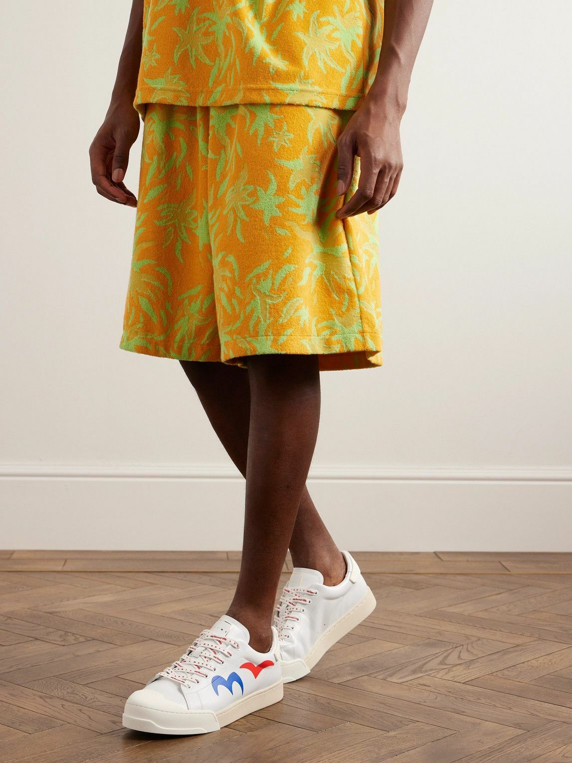 Marni - No Vacancy Inn Dada Rubber-Trimmed Printed Leather Sneakers - Pink