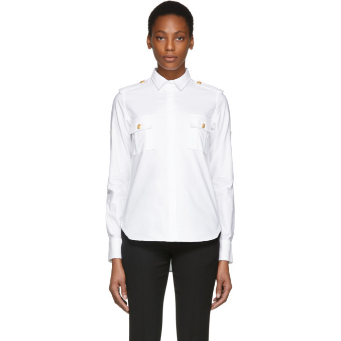 Pierre Balmain White Military Shirt
