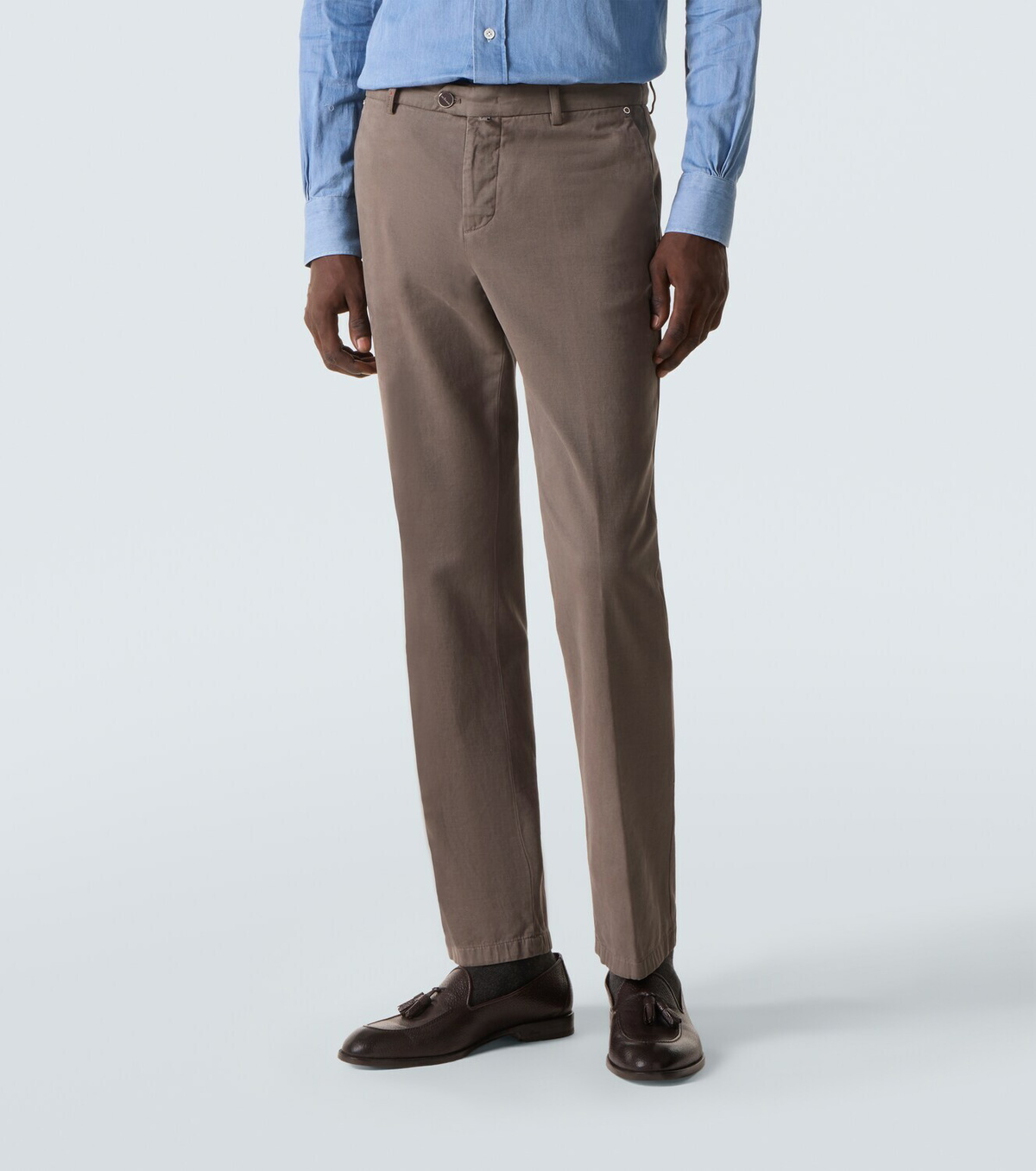 Kiton Cotton and cashmere slim chinos