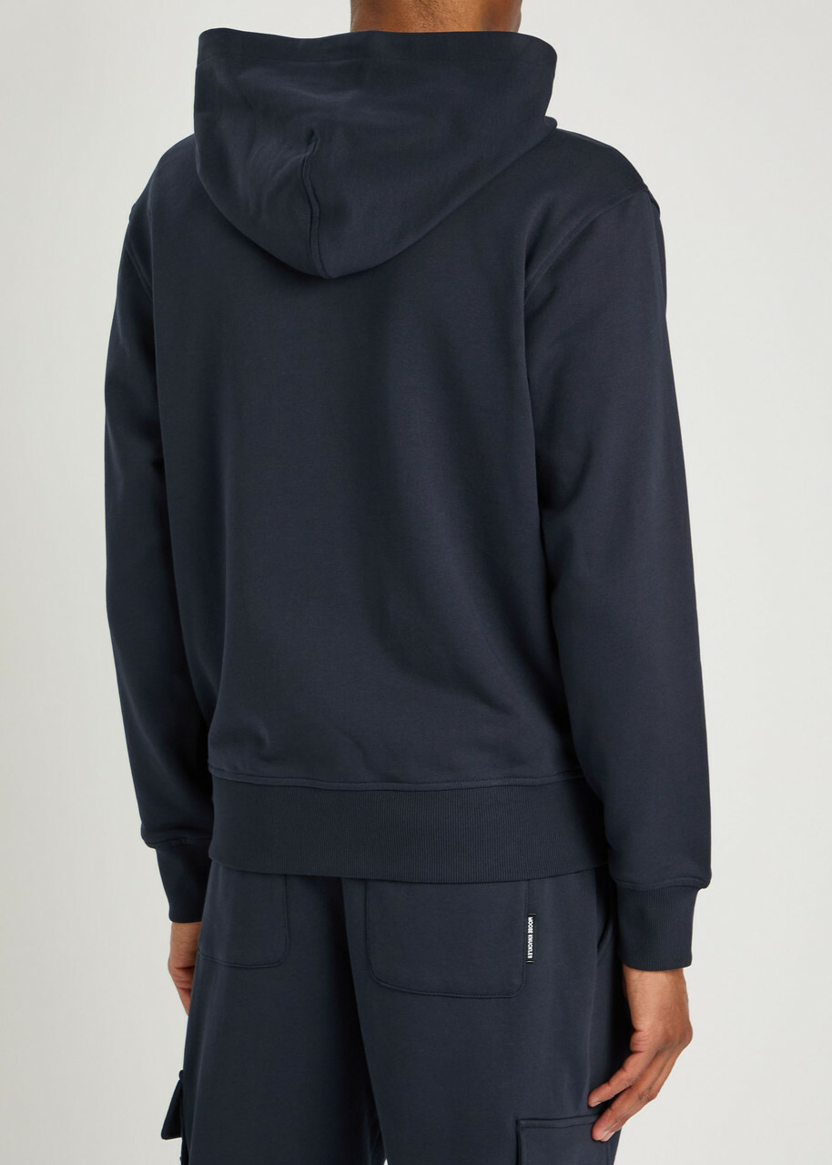 Moose Knuckles Hartsfield Zip-up Cotton Hooded Sweatshirt Navy
