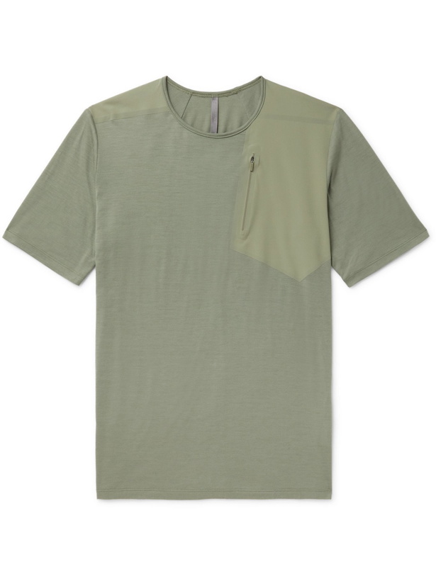Photo: VEILANCE - Frame Merino Wool-Blend Jersey and Stretch-Nylon T-Shirt - Green