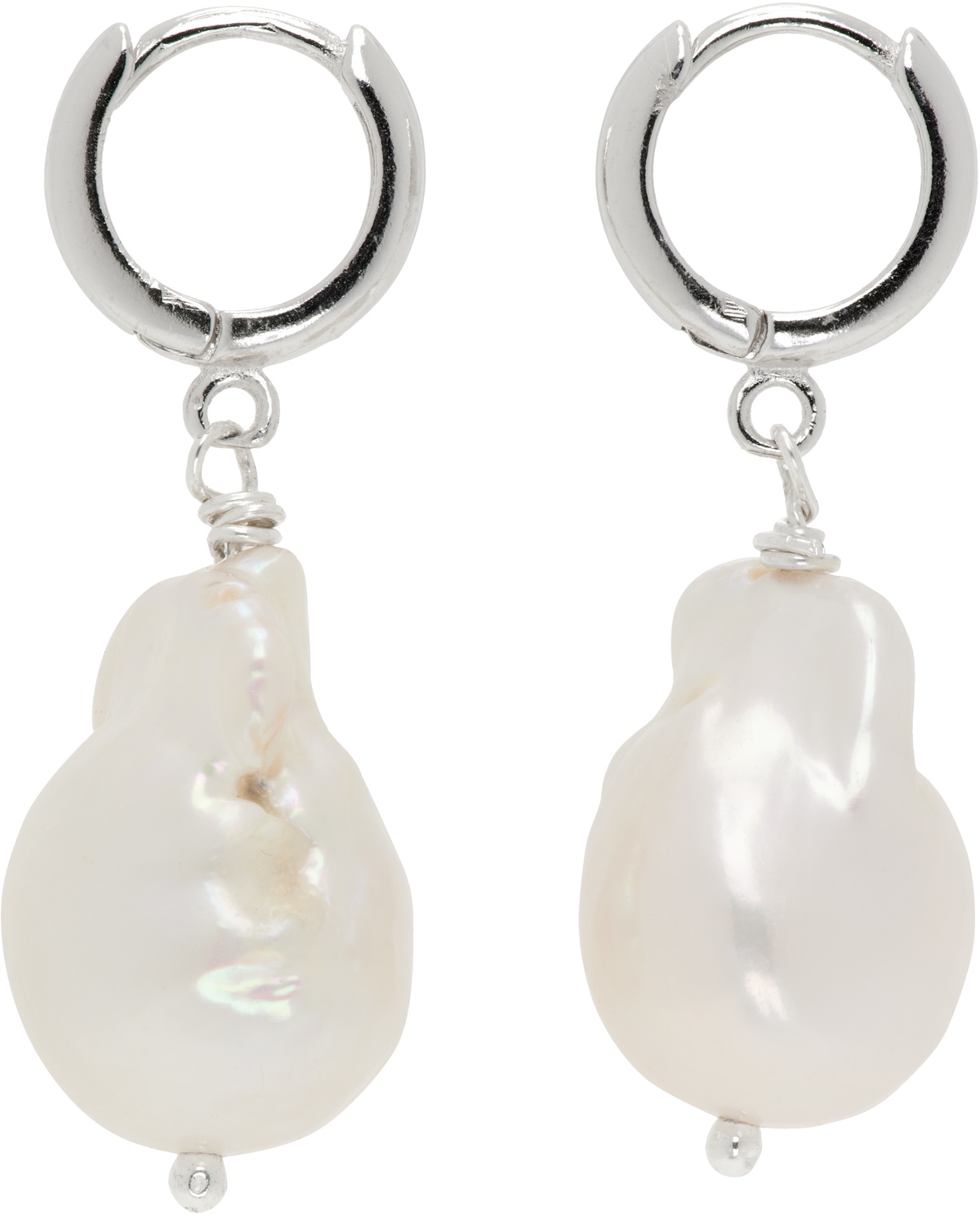 Gohar World Silver & White Host Baroque Pearl Earrings