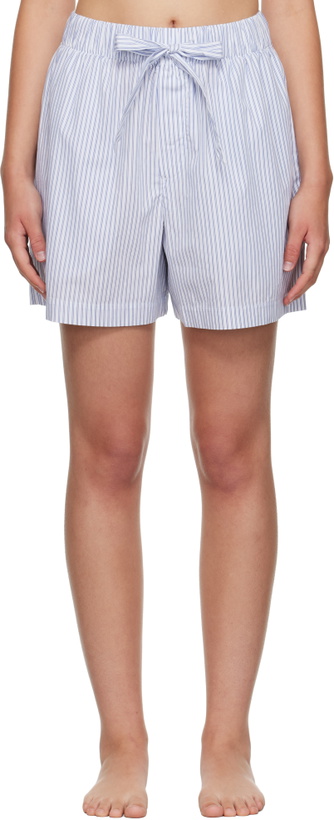 Photo: Tekla White & Blue Poplin Pyjama Shorts