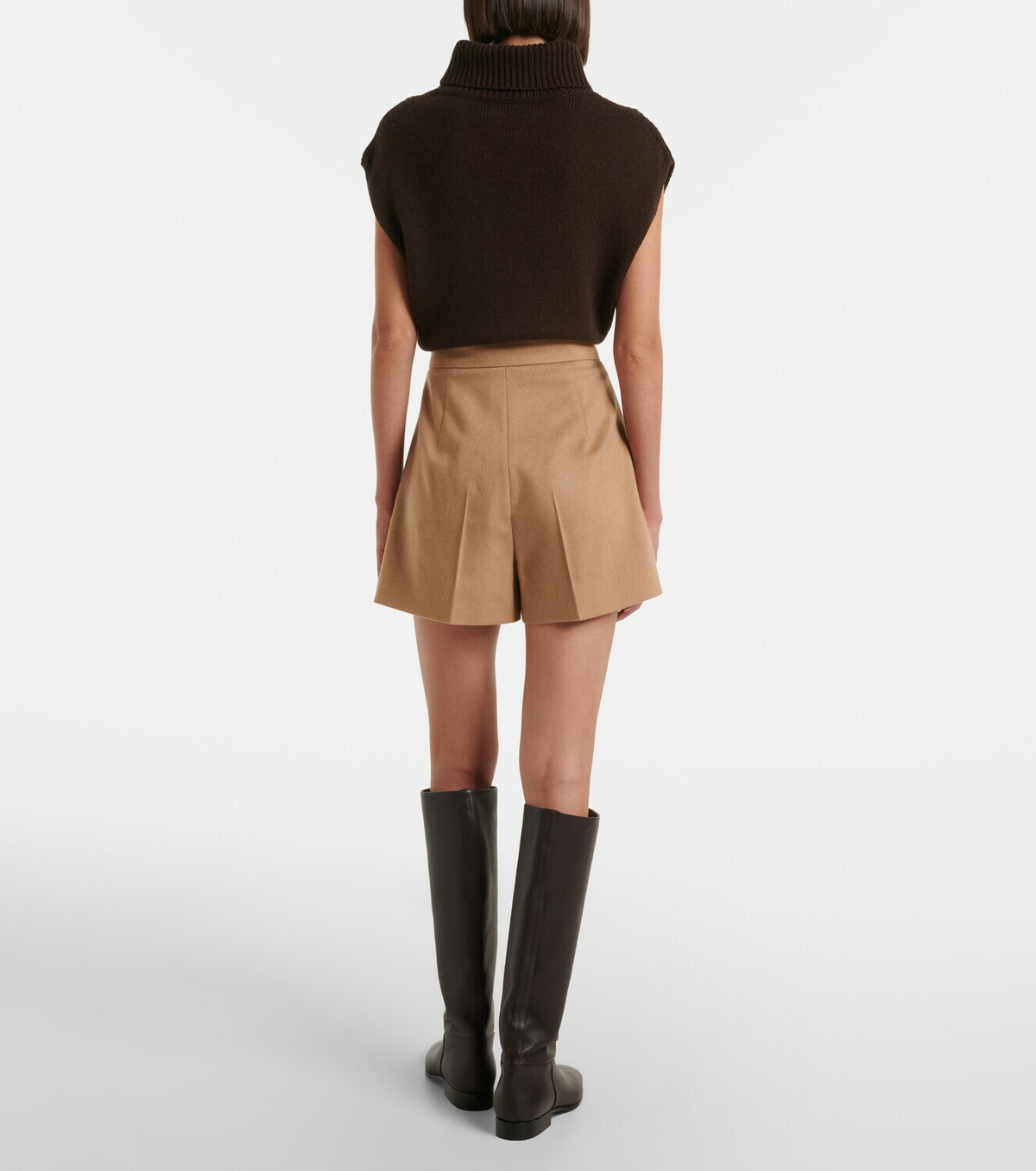 Max Mara Pleated camel hair shorts