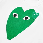 Comme des Garçons Play Men's Double Heart T-Shirt in White/Green