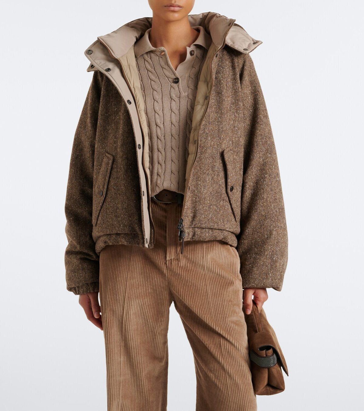 Brunello Cucinelli Hooded wool-blend down jacket