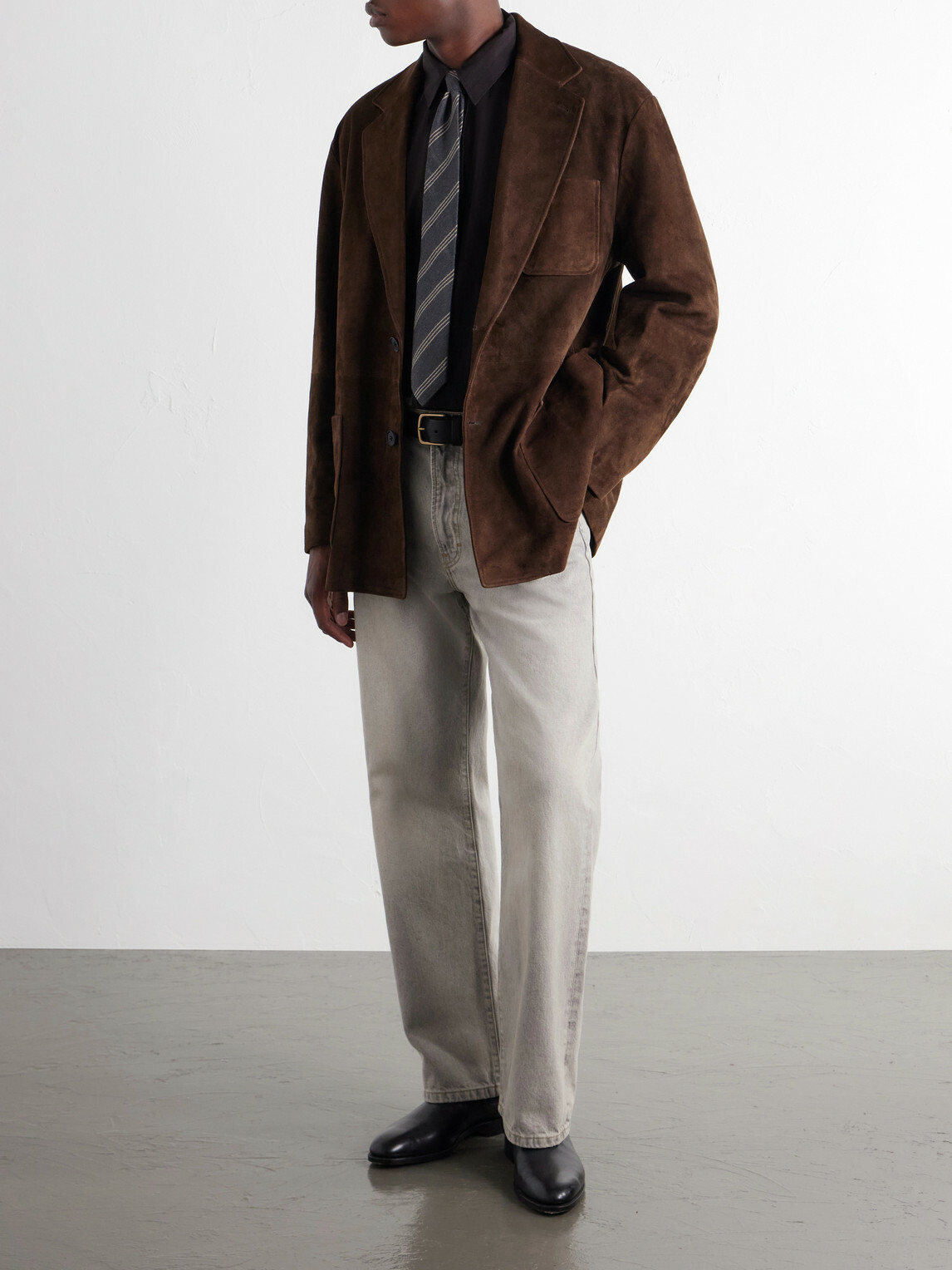ssstein - Panelled Suede Blazer - Brown