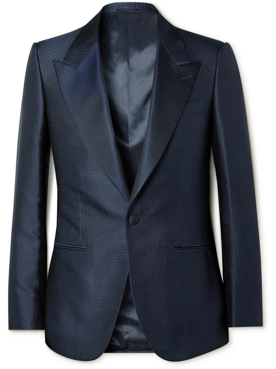 Photo: Kingsman - Silk-Jacquard and twill Tuxedo Jacket - Blue