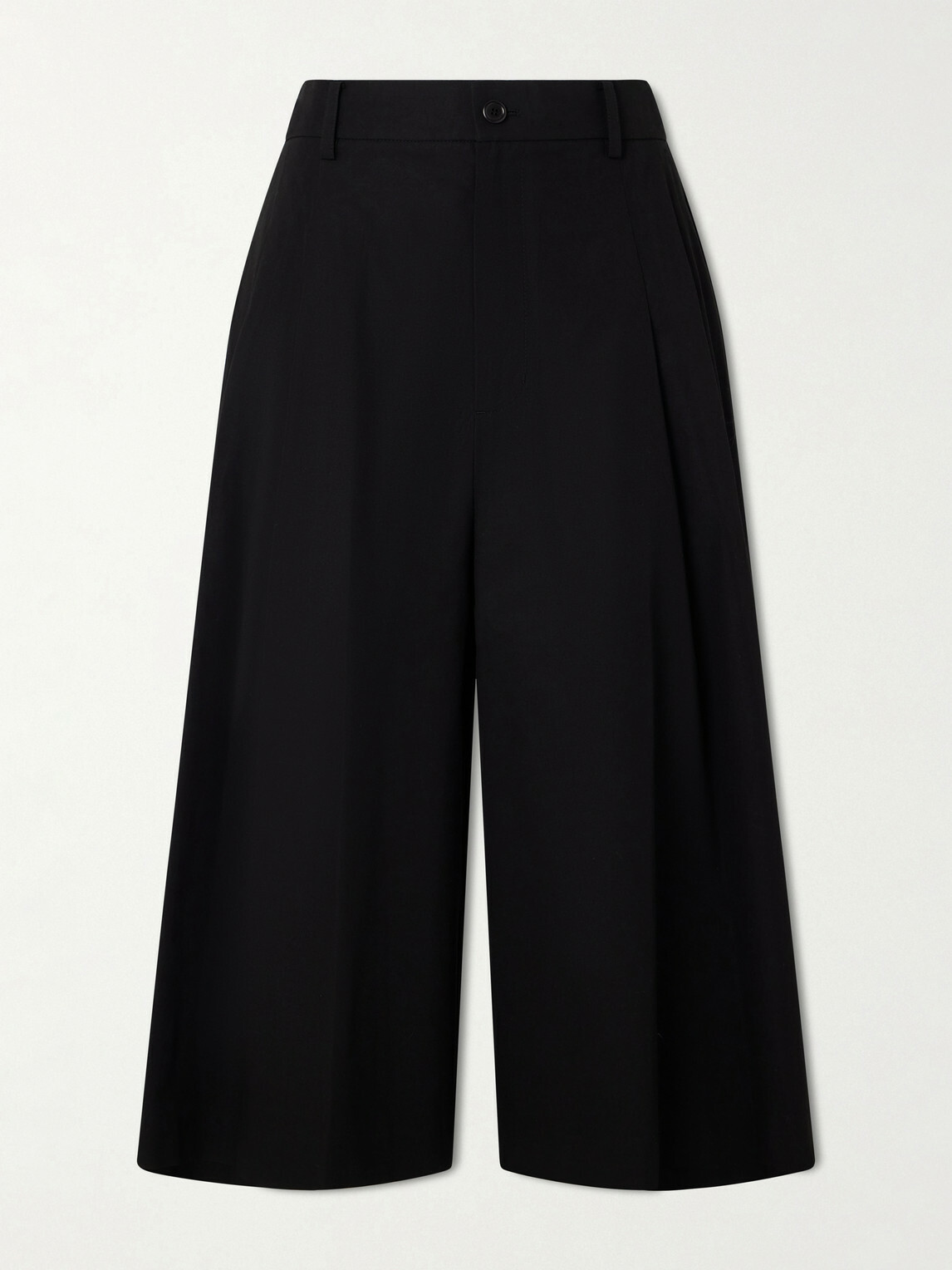 Amomento - Cotton-Blend Wide-Leg Bermuda Shorts - Black