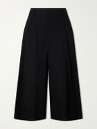 Amomento - Cotton-Blend Wide-Leg Bermuda Shorts - Black