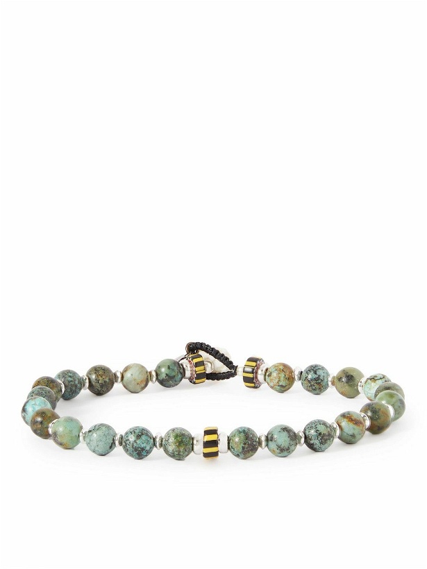 Photo: Mikia - Silver, Cord, Turquoise and Shell Beaded Bracelet - Green