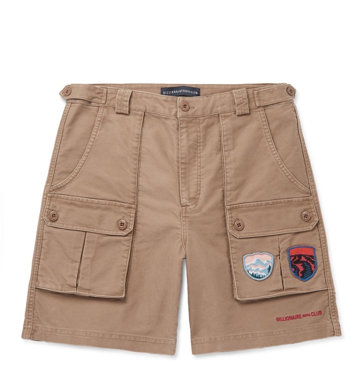 Photo: Billionaire Boys Club - Logo-Appliquéd Cotton-Twill Cargo Shorts - Neutrals