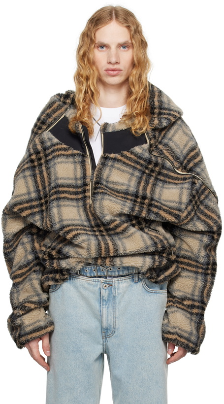 Photo: Y/Project Beige & Black Insert Hood Fleece Hoodie