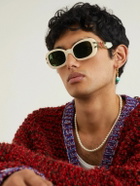 Casablanca - Oval-Frame Acetate, Gold-Tone and Enamel Sunglasses