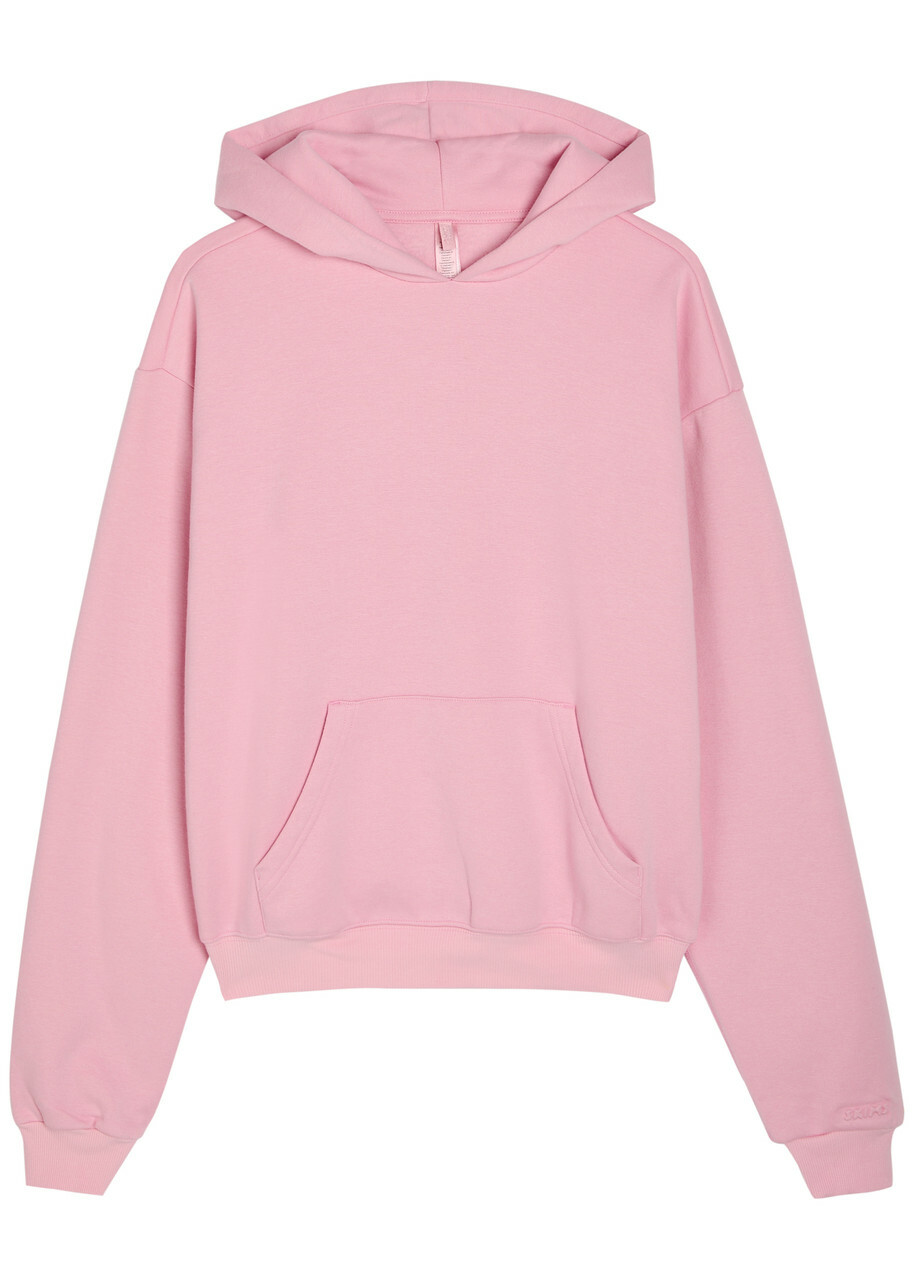 Skims Hooded Cotton-blend Sweatshirt Pink