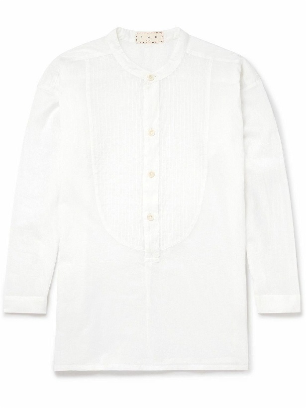 Photo: SMR Days - Cavalet Grandad-Collar Bib-Front Cotton-Voile Shirt - White