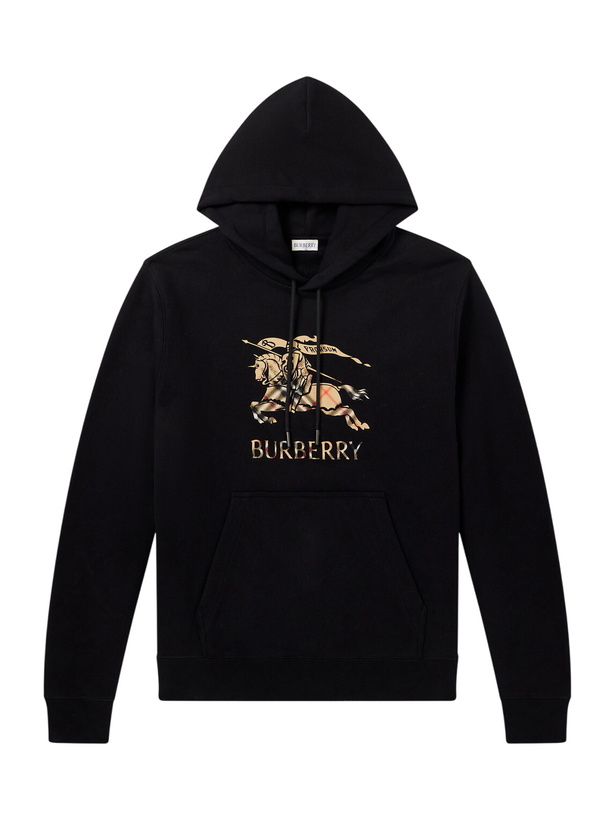 Photo: Burberry - Logo-Print Cotton-Jersey Hoodie - Black