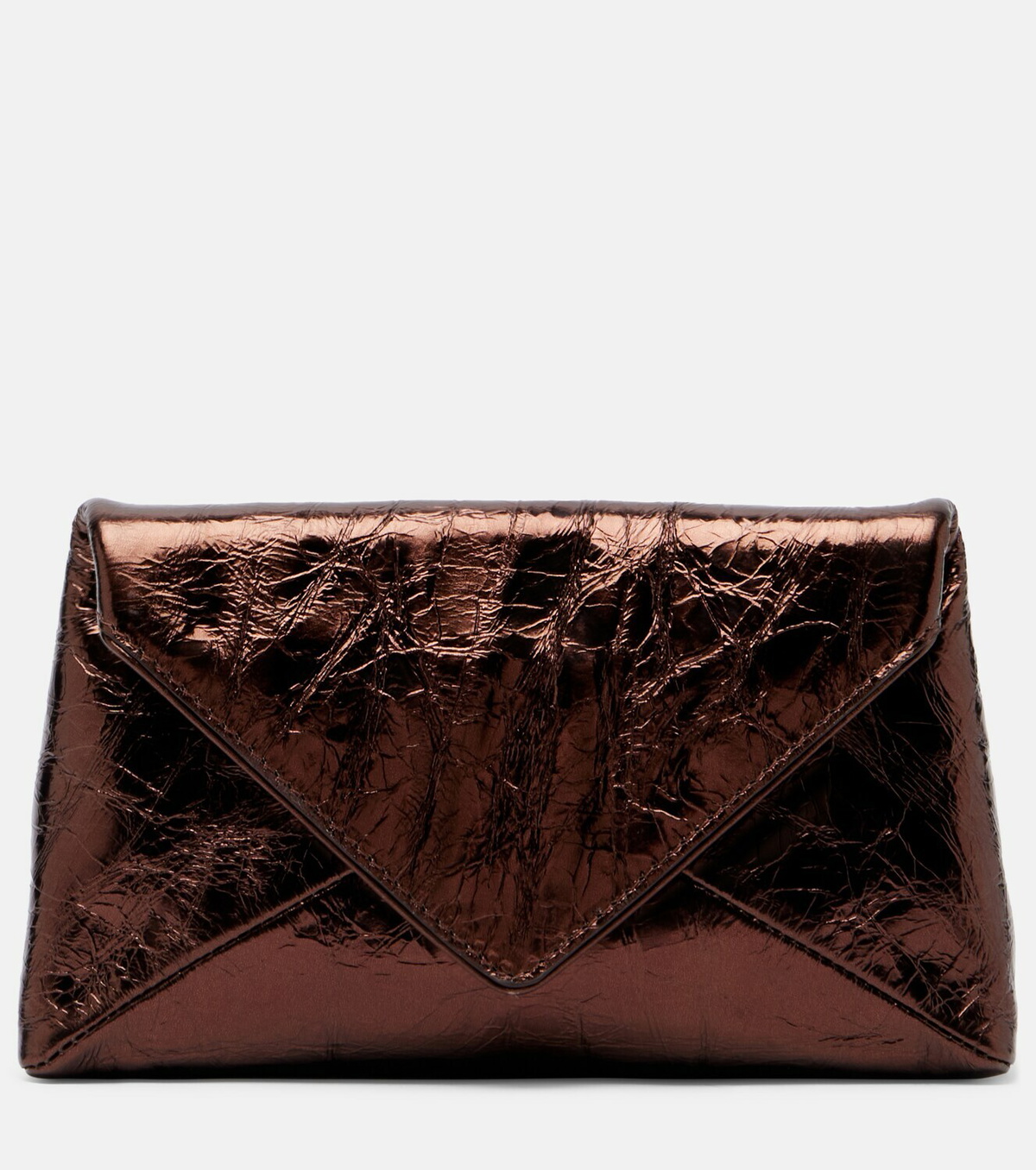 Dries Van Noten Envelope Small metallic leather clutch