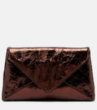 Dries Van Noten Envelope Small metallic leather clutch