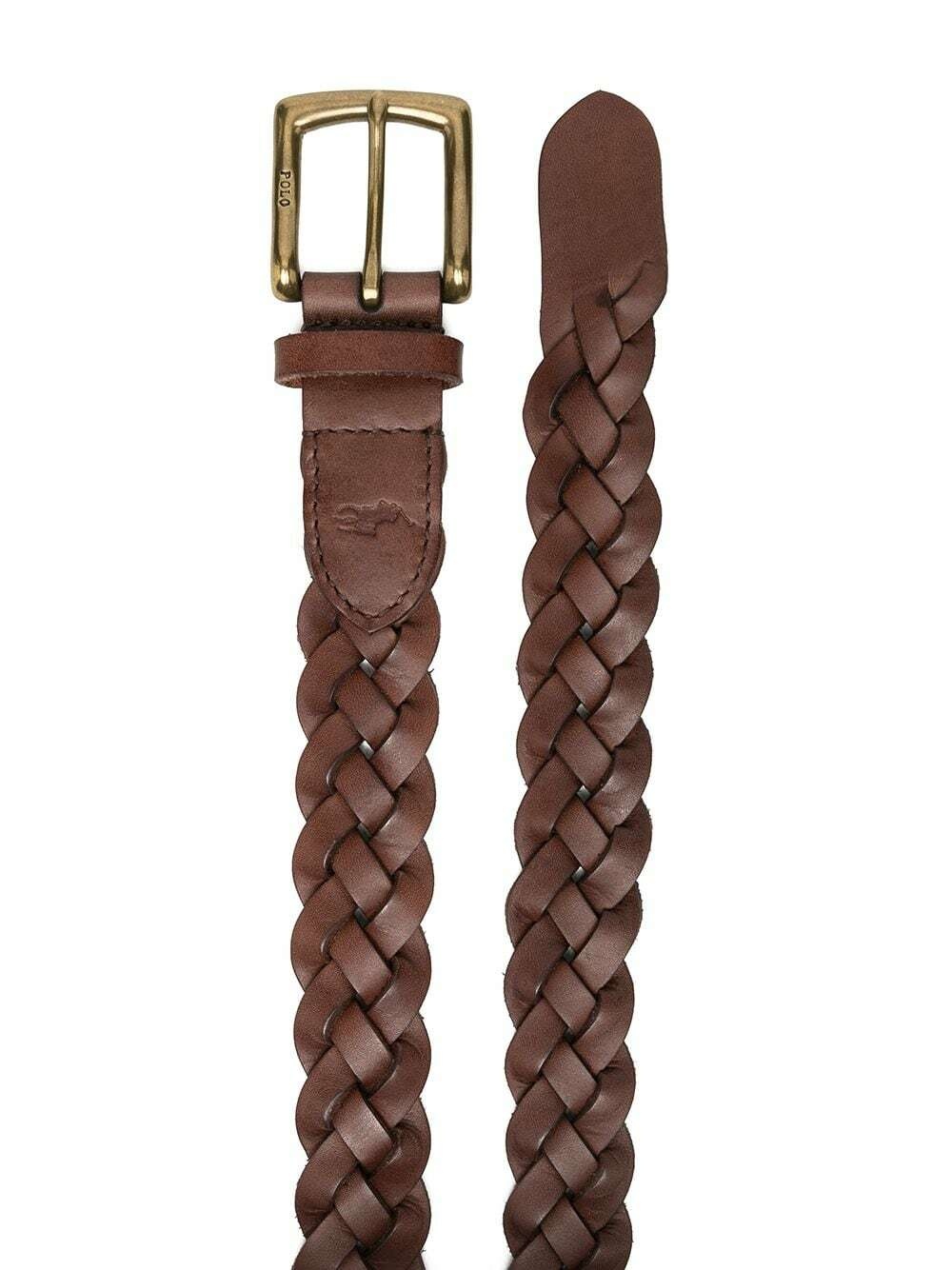 POLO RALPH LAUREN - 3cm Braided Leather Belt - Brown Polo Ralph Lauren