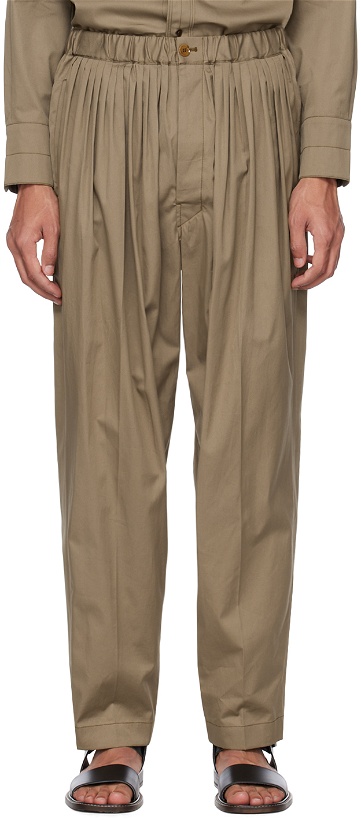 Photo: LEMAIRE Beige Pleated Relaxed Trousers