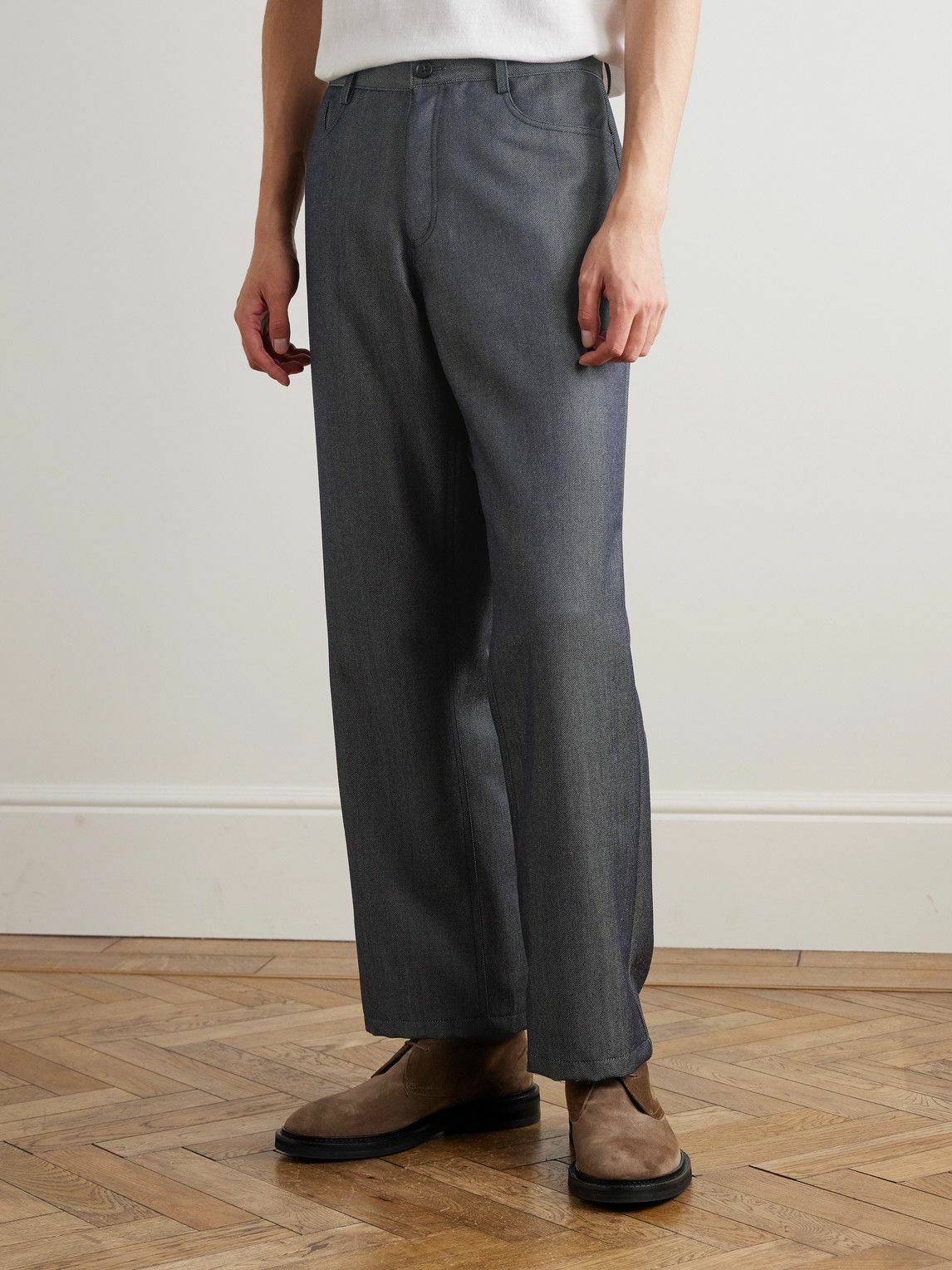 Mr P. - Straight-Leg Wool and Mohair-Blend Jeans - Blue