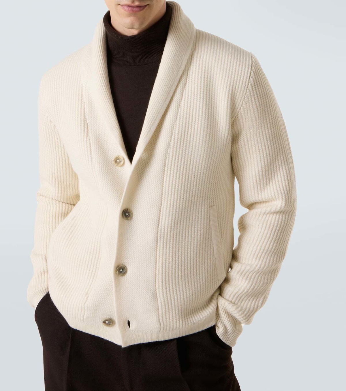 Herno Ribbed-knit wool cardigan