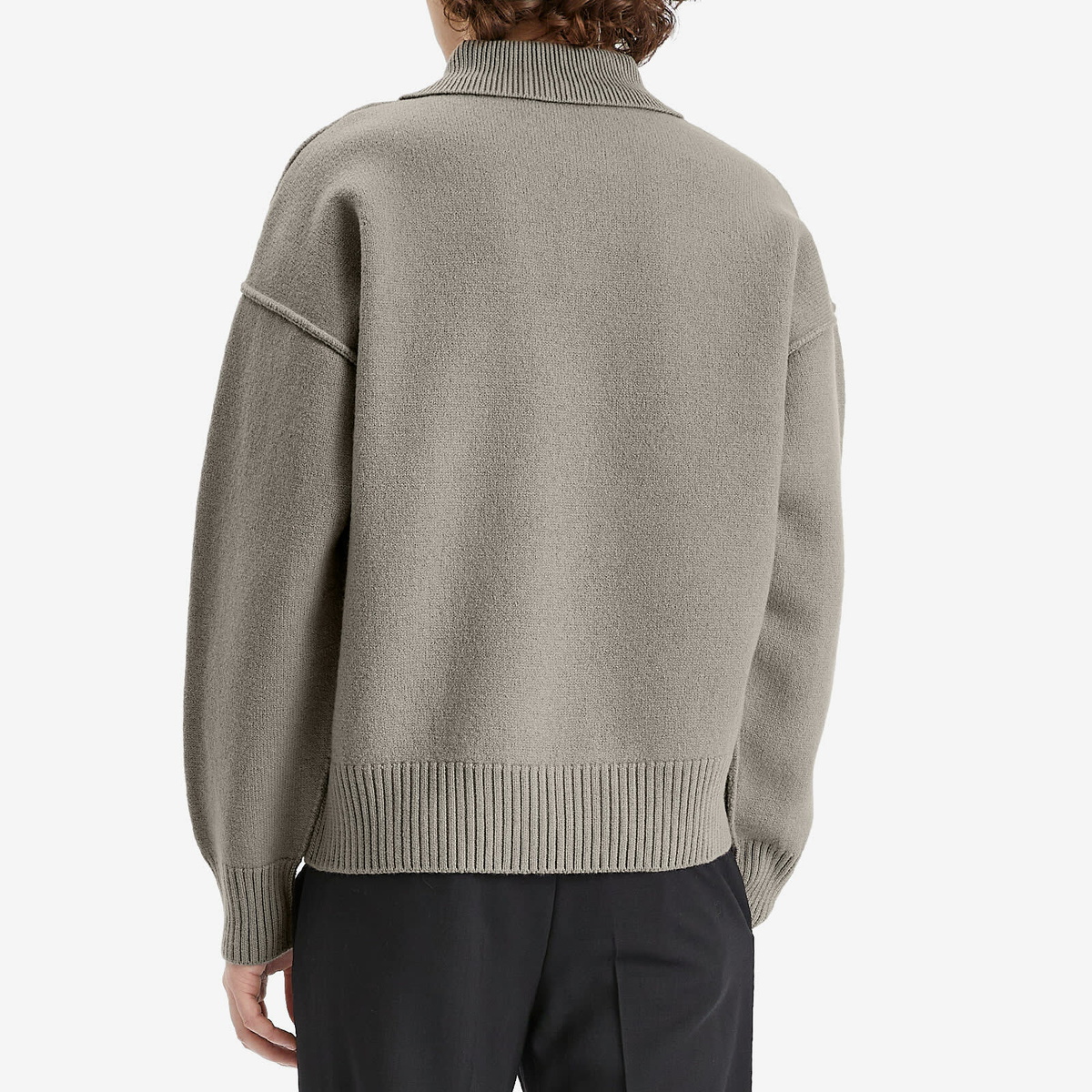 AMI Paris Men's Off White ADC Polo in Ash/Off White