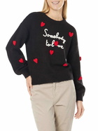 MC2 Saint Barth Woman Boxy Shape Soft Sweater With Somebody To Love Embroidery And Crochet Hearts Patch