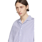 MSGM White and Navy Stripe Shirt