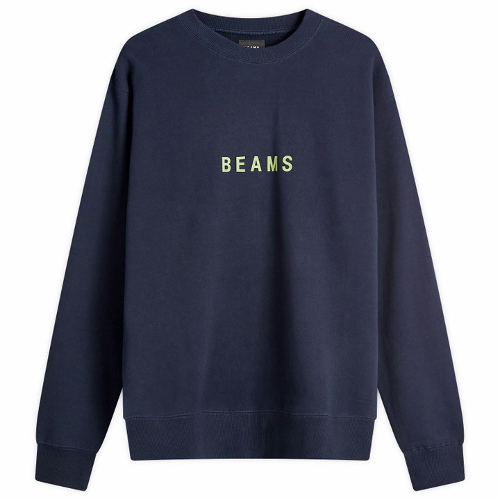 Photo: BEAMS Men's Logo Crew Sweatshirt in Navy
