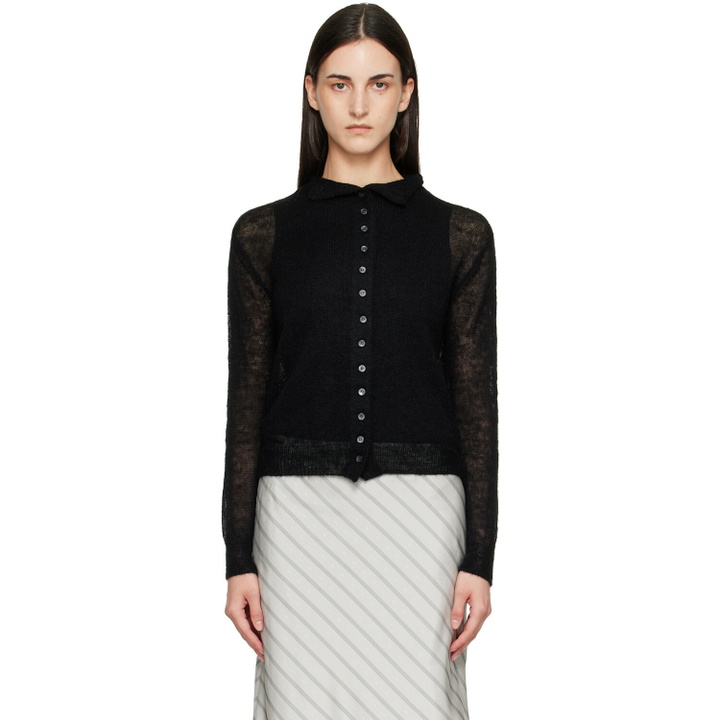 Photo: TONYWACK Black Mohair Half-Neck Cardigan