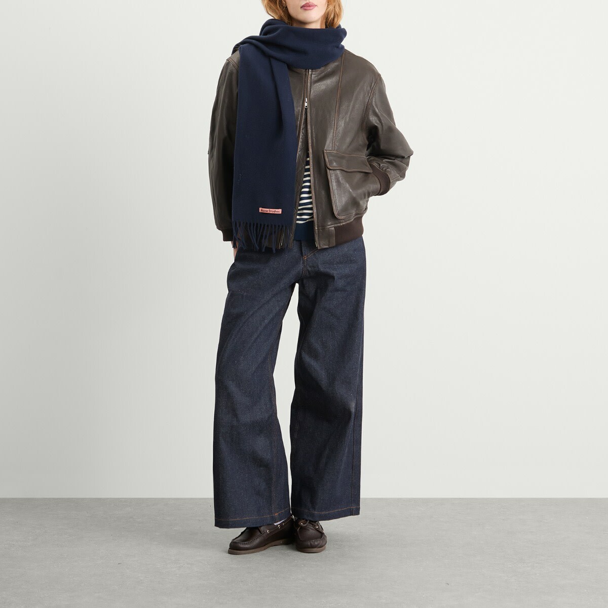Acne Studios Canada Skinny New Scarf in Navy Blue 