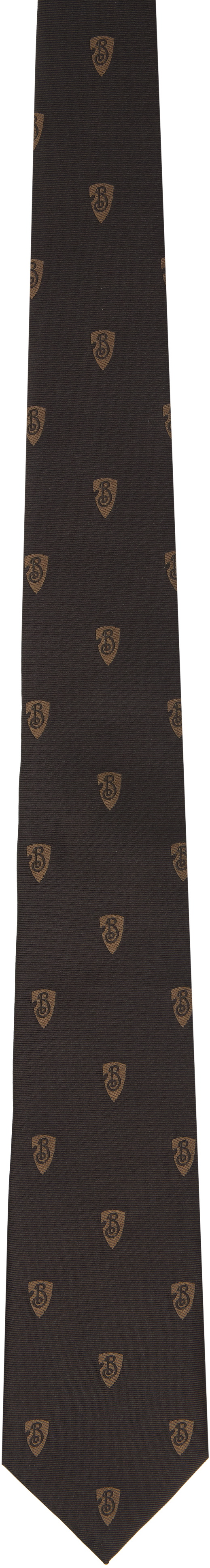 Burberry Brown B Shield Silk Tie