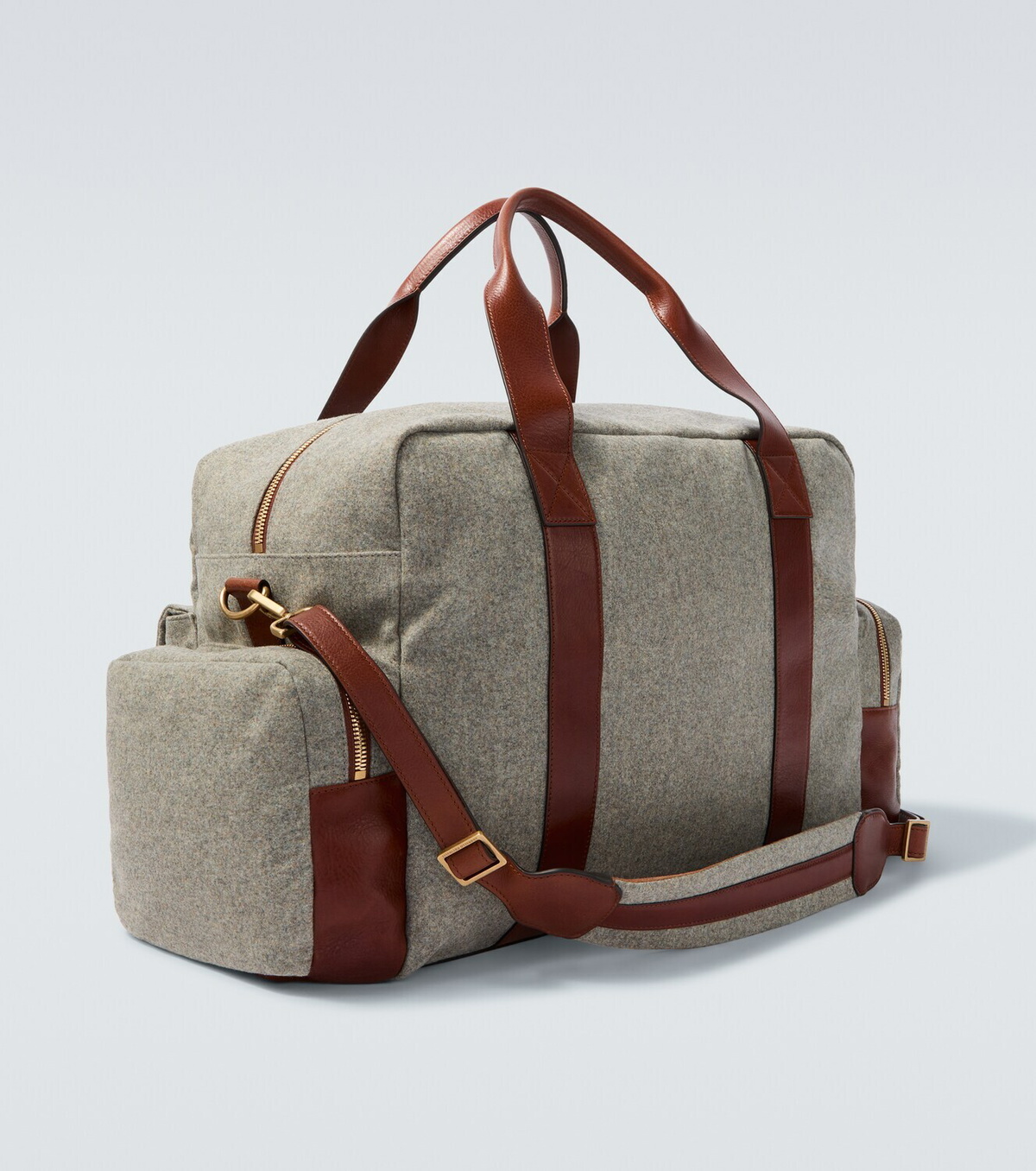 Brunello Cucinelli Leather-trimmed duffel bag