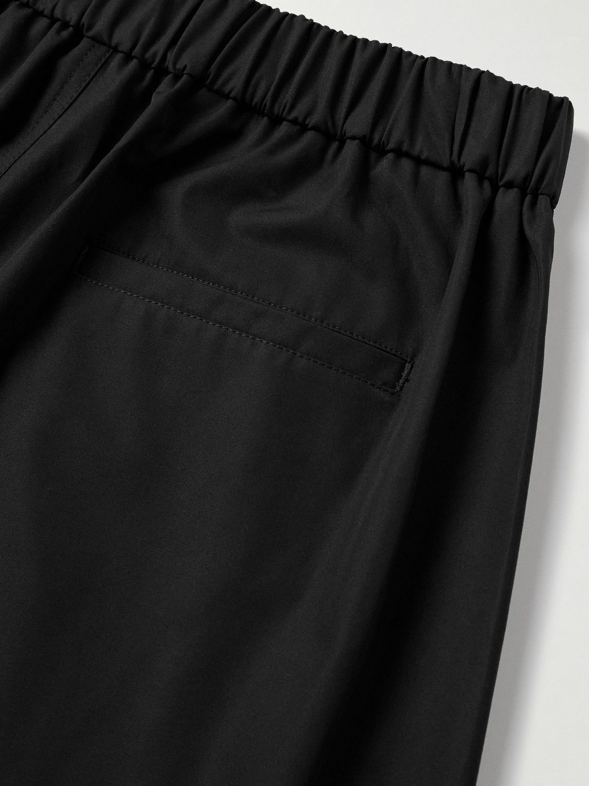 Amomento - Wide-Leg Pleated Cotton-Poplin Shorts - Black