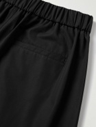 Amomento - Wide-Leg Pleated Cotton-Poplin Shorts - Black