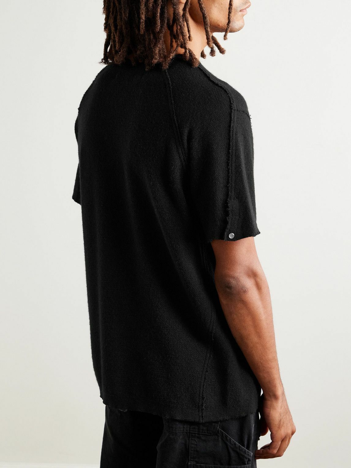 God's True Cashmere - Bubble Distressed Cashmere-Gauze T-Shirt - Black