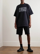 VETEMENTS - Oversized Printed Distressed Cotton-Jersey T-Shirt - Black