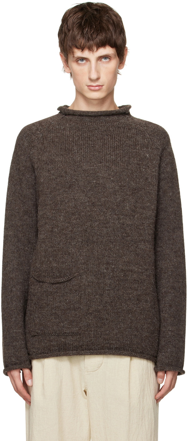 XENIA TELUNTS Brown Rolled Edge Sweater