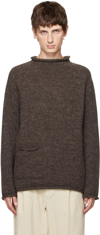 Photo: XENIA TELUNTS Brown Rolled Edge Sweater