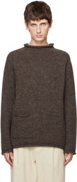 XENIA TELUNTS Brown Rolled Edge Sweater