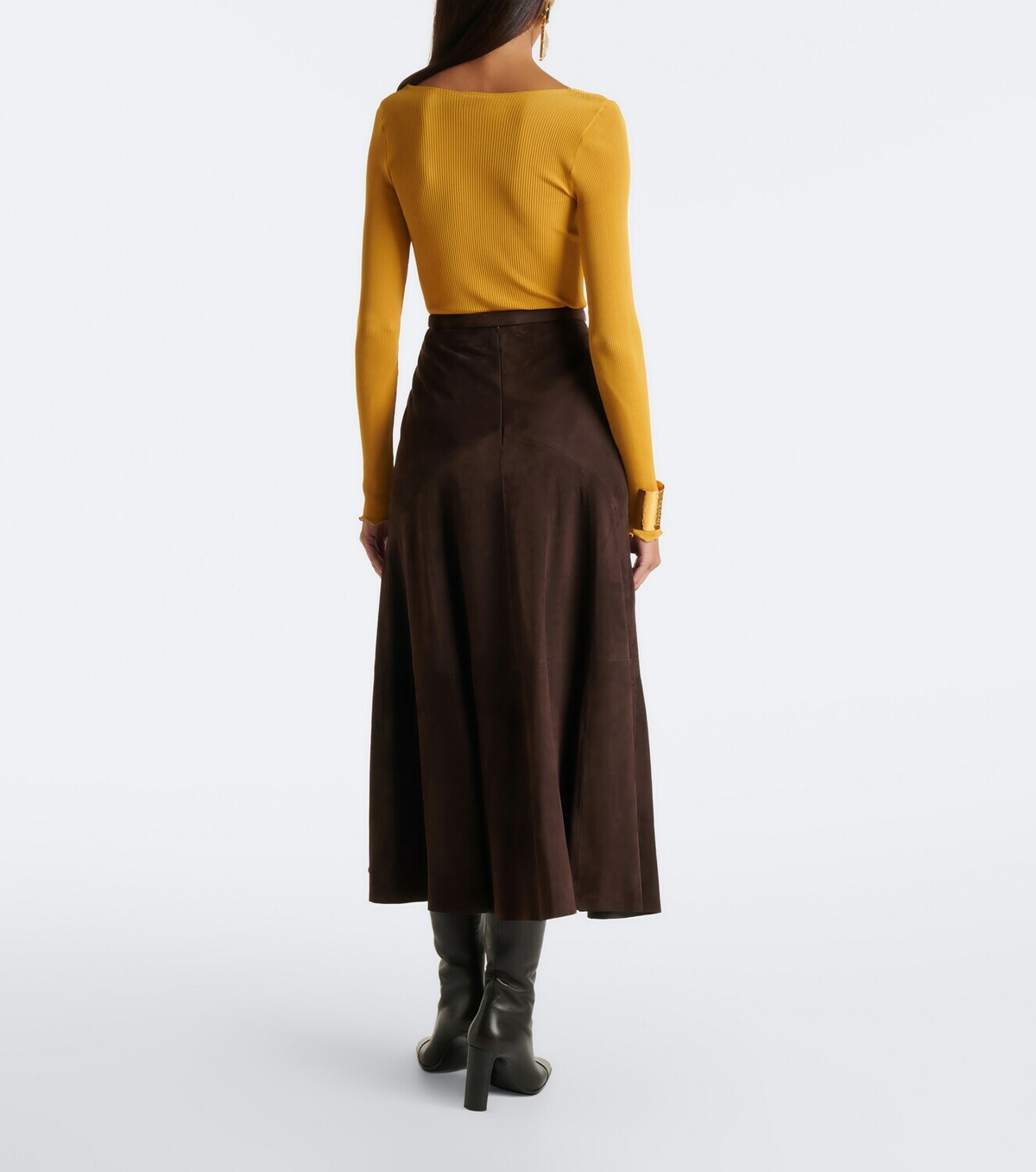 Nour Hammour Garnier suede midi skirt