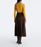 Nour Hammour Garnier suede midi skirt