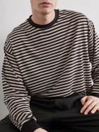 Kaptain Sunshine - Striped Wool-Jersey T-Shirt - Brown