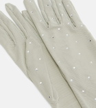 Oséree Crystal-embellished mesh gloves