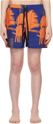 Double Rainbouu Navy & Orange Night Swim Shorts