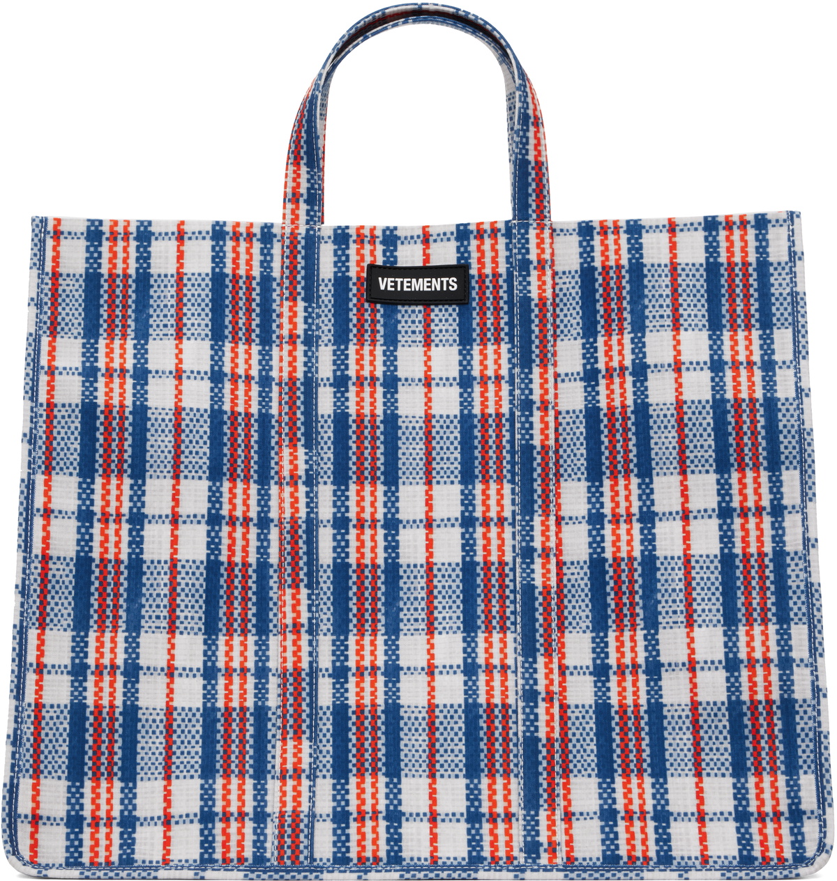 VETEMENTS Blue Barbes Shopper Tote