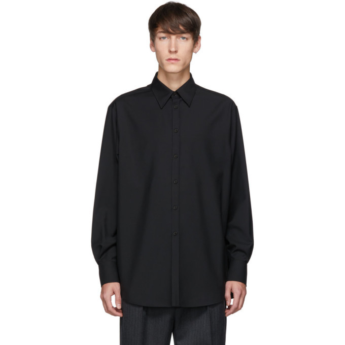 Photo: Valentino Black Wool Semiover Fit Shirt